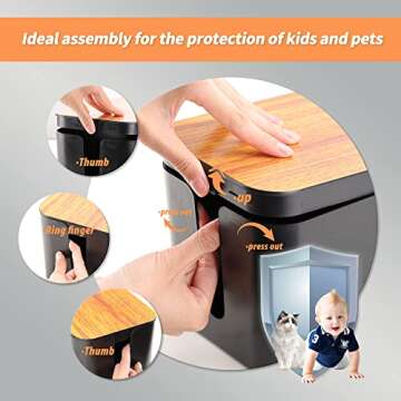 Cable Management Box 2 Pack with 16 Cable Clips Set-Large & Medium & Small Wooden Style Cable Organizer Box to Hide Wires&Power Strips | Cord Organizer Box | Cable Organizer for Home & Office [Black]