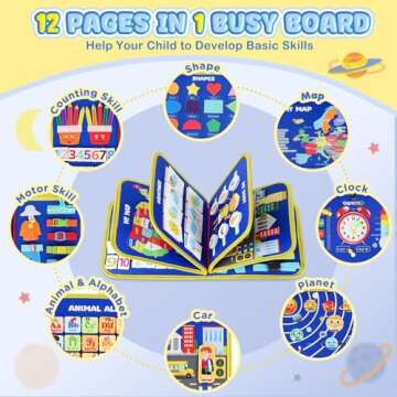 URMYWO Busy Board - Montessori Toys for 1 2 3 4 Year Old, Busy Book Toddler Activities with Fine Mot...