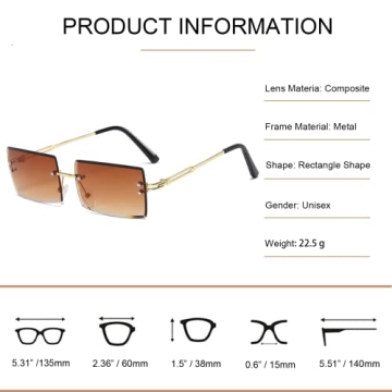 Pro Acme Trendy Rimless Rectangle Sunglasses for All