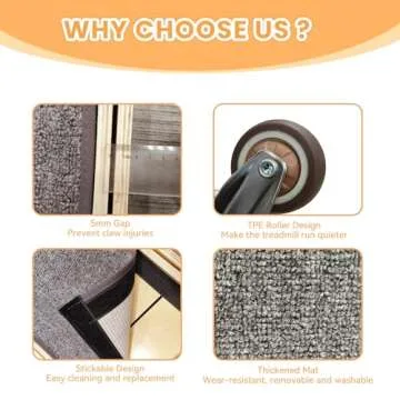 Homegroove Cat Exercise Wheel for Indoor Cat, 45" Large XL Cat Running Wheel with Carpeted Runway, C...