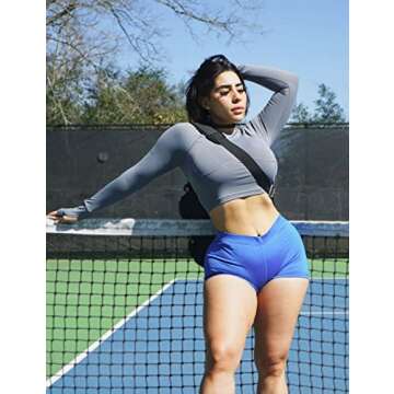 BALEAF Women's Long Sleeve Crop Top Workout Athletic Shirt Running Top Slim FitSlate Gray L