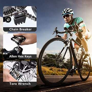 RUJOI 14-in-1 Bike Multi Tool with Chain Breaker Tool Kit,Bike Repair Tool Set with Allen,Torx Wrench,Phllips and Flat Screw.Bike Tool with Chain Quick Link for Mountain, Road Bicycle