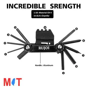 RUJOI 14-in-1 Bike Multi Tool with Chain Breaker Tool Kit,Bike Repair Tool Set with Allen,Torx Wrench,Phllips and Flat Screw.Bike Tool with Chain Quick Link for Mountain, Road Bicycle