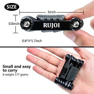 RUJOI 14-in-1 Bike Multi Tool with Chain Breaker Tool Kit,Bike Repair Tool Set with Allen,Torx Wrench,Phllips and Flat Screw.Bike Tool with Chain Quick Link for Mountain, Road Bicycle