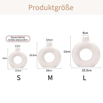 CEMABT White Donut Vase Hollow Ceramic Vase for Flowers Handmade Minimalist Boho ins Style Modern Ho...