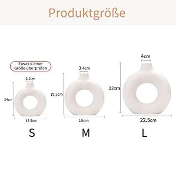 CEMABT White Donut Vase Hollow Ceramic Vase for Flowers Handmade Minimalist Boho ins Style Modern Ho...