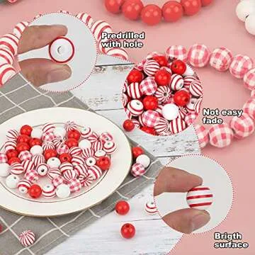 150 PCS Wooden Beads for DIY Crafting and Home Decoration