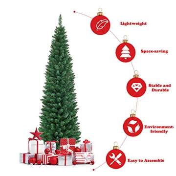 GOFLAME 6 FT Slim Christmas Tree for Small Spaces
