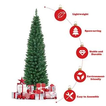 GOFLAME 6 FT Slim Christmas Tree for Small Spaces