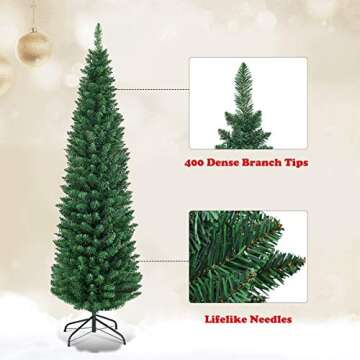 GOFLAME 6 FT Slim Christmas Tree for Small Spaces