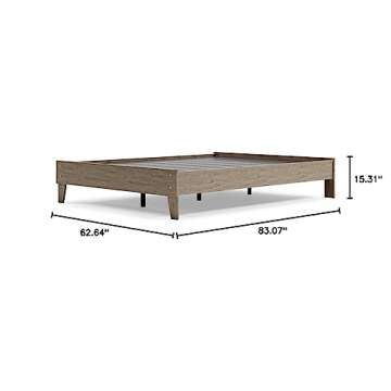 Signature Design by Ashley Oliah Contemporary Queen Platform Bed, Natural Wood Grain