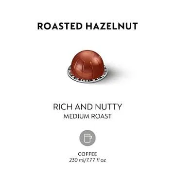 Nespresso Capsules Vertuo, Roasted Hazelnut, Medium Roast Coffee, 30 Count Coffee Pods, Brews 7.8oz.