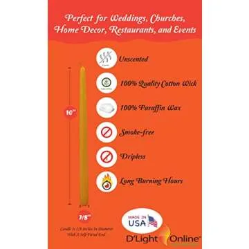 D'light Online Elegant 10" Seasonal Fall Taper Candles Premium Quality - Unscented, Hand-Dipped Tape...