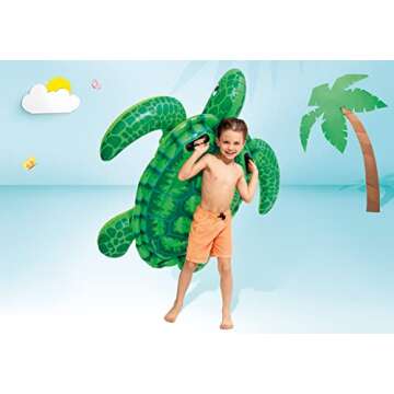 INTEX Lil' Sea Turtle Inflatable Pool Float: Animal Pool Toy For Kids – 2 Heavy-Duty Handles – 88lb Weight Capacity – 59" x 50" – For Ages 3+