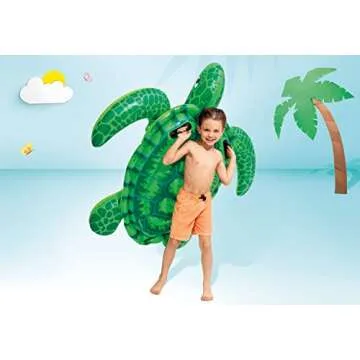 INTEX Lil' Sea Turtle Inflatable Pool Float: Animal Pool Toy For Kids – 2 Heavy-Duty Handles – 88lb Weight Capacity – 59" x 50" – For Ages 3+