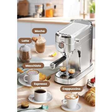 Gevi Espresso Machine 20 Bar, Professional Espresso Maker Latte Machine with Milk Frother, Stainless...