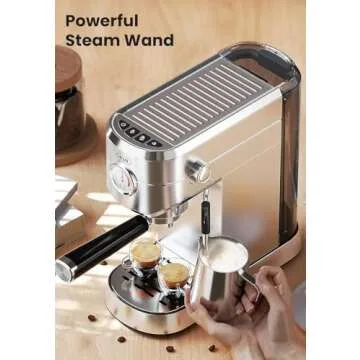 Gevi Espresso Machine 20 Bar, Professional Espresso Maker Latte Machine with Milk Frother, Stainless Steel Expresso Coffee Machines for Home, Compact Cappuccino Machine, Great Gift Choice, Silver
