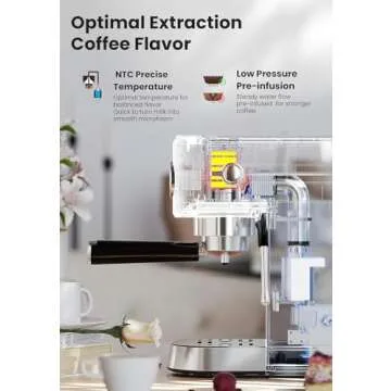 Gevi Espresso Machine 20 Bar, Professional Espresso Maker Latte Machine with Milk Frother, Stainless Steel Expresso Coffee Machines for Home, Compact Cappuccino Machine, Great Gift Choice, Silver