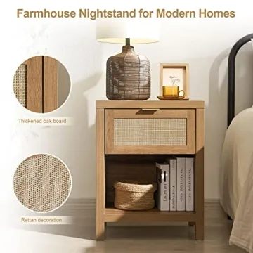 Stylish SICOTAS Rattan Nightstand Set of 2 for Any Room