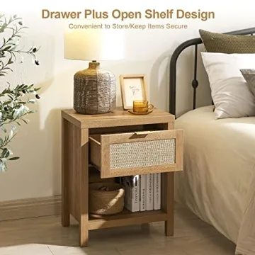 Stylish SICOTAS Rattan Nightstand Set of 2 for Any Room