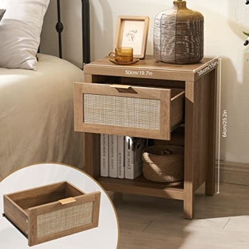 Stylish SICOTAS Rattan Nightstand Set of 2 for Any Room