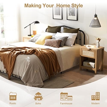 Stylish SICOTAS Rattan Nightstand Set of 2 for Any Room