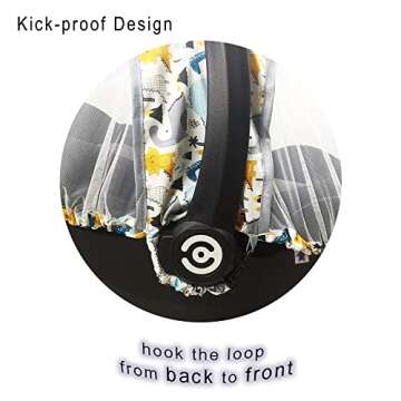 Mosquito Net for Baby CarSeat –Car seat net for Newborn Carrier –Breathable mesh net for Infant Car Seats, Stroller and Bassinets, Carrier, Elastic Edge, Kick Proof, Dinosaur, White, Patent Design