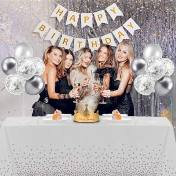 ZJDHPTY Silver Balloon Stand Centerpiece Table Decorations for 25th Wedding Anniversary Birthday Bridal Shower Father's Day Mother's Day Platinum Party Decorations(Silver gray set4)