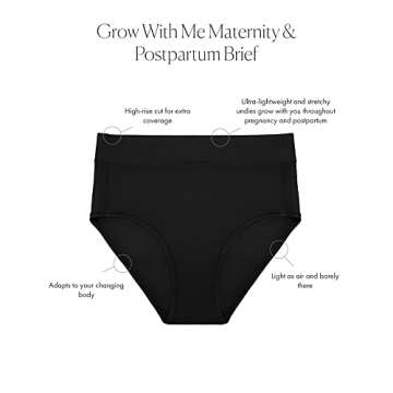 Kindred Bravely Grow with Me Maternity and Postpartum Briefs 2-Pack (Beige/Black, Large)