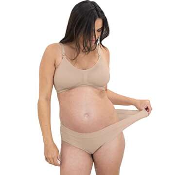 Kindred Bravely Grow with Me Maternity and Postpartum Briefs 2-Pack (Beige/Black, Large)