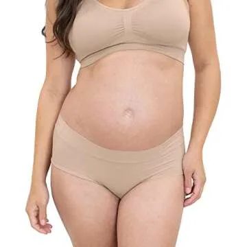 Kindred Bravely Grow with Me Maternity and Postpartum Briefs 2-Pack (Beige/Black, Large)