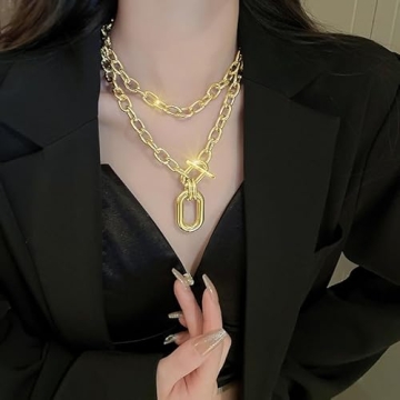 Jovono Chunky Choker Necklace - Elegant Layered Design for Women