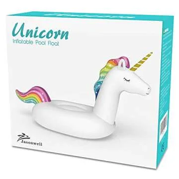 Jasonwell Big Inflatable Unicorn Pool Float Floatie Ride On with Fast Valves Large Rideable Blow Up Summer Beach Swimming Pool Party Lounge Raft Decorations Toys for Kids Adults
