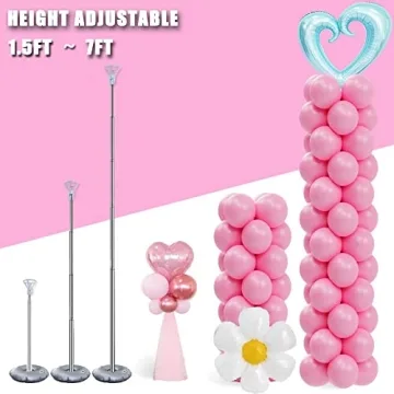 DECOJOY Adjustable 7 Feet Balloon Column Stand Set