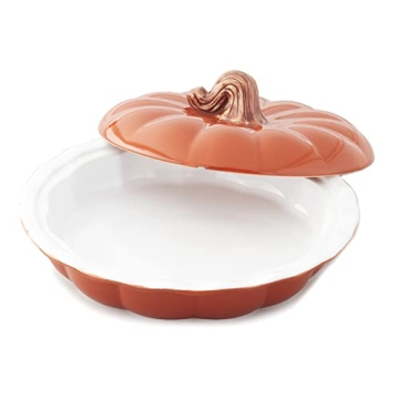 Lakeside Pumpkin Pie Dish for Fall Baking and Decor