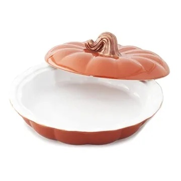 Lakeside Pumpkin Pie Dish for Fall Baking and Decor