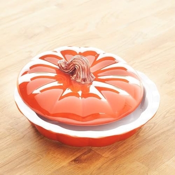 Lakeside Pumpkin Pie Dish for Fall Baking and Decor