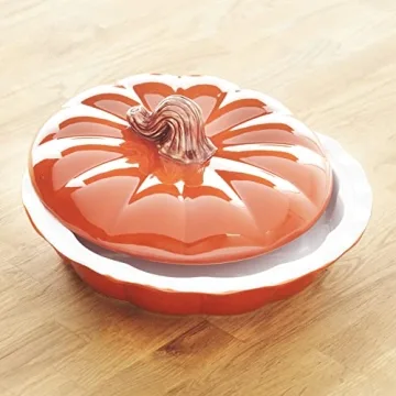 Lakeside Pumpkin Pie Dish for Fall Baking and Decor