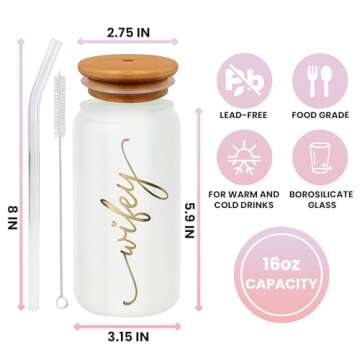 Bride To Be Gifts - Bridal Shower Gift - Engagement Gifts for Women, Her, Wedding Gifts, Bachelorette Gifts for Bride, Bride Gifts - Engaged Gifts, Wife Gifts, Future Mrs Gifts - 16 Oz Wife Glass Cup