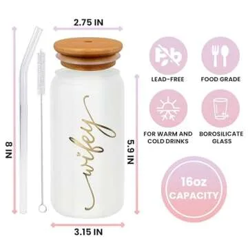 Bride To Be Gifts - Bridal Shower Gift - Engagement Gifts for Women, Her, Wedding Gifts, Bachelorette Gifts for Bride, Bride Gifts - Engaged Gifts, Wife Gifts, Future Mrs Gifts - 16 Oz Wife Glass Cup