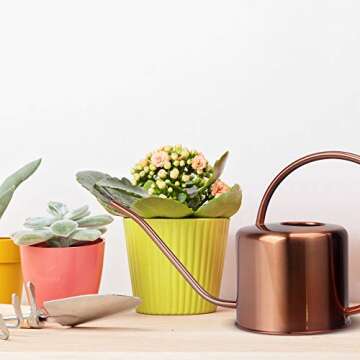 KIBAGA Decorative Copper Colored 40oz Watering Can - Easy Pour Gooseneck Spout for Fast and Easy Indoor Plant Watering