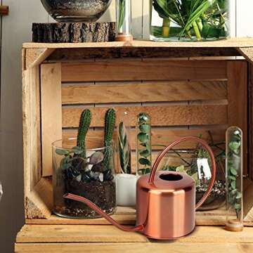 KIBAGA Decorative Copper Colored 40oz Watering Can - Easy Pour Gooseneck Spout for Fast and Easy Indoor Plant Watering