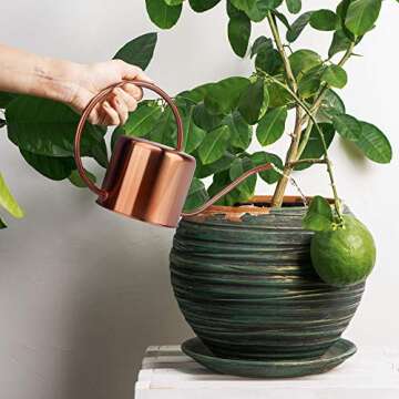 KIBAGA Decorative Copper Colored 40oz Watering Can - Easy Pour Gooseneck Spout for Fast and Easy Indoor Plant Watering
