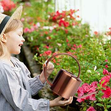 KIBAGA Decorative Copper Colored 40oz Watering Can - Easy Pour Gooseneck Spout for Fast and Easy Indoor Plant Watering