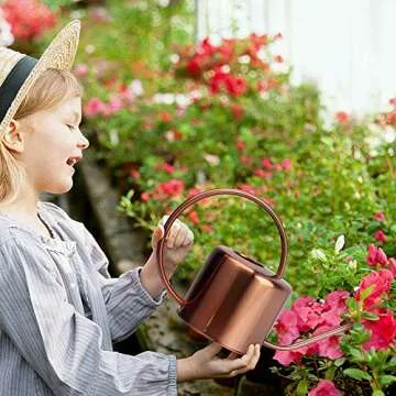 KIBAGA Decorative Copper Colored 40oz Watering Can - Easy Pour Gooseneck Spout for Fast and Easy Indoor Plant Watering