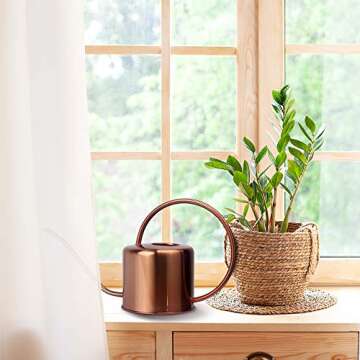 KIBAGA Decorative Copper Colored 40oz Watering Can - Easy Pour Gooseneck Spout for Fast and Easy Indoor Plant Watering