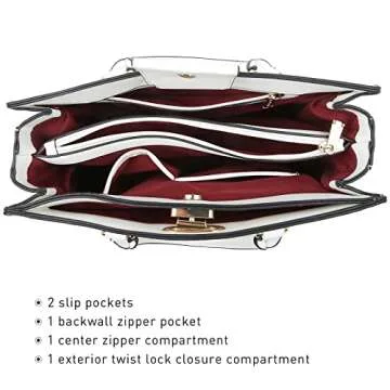 Dasein Women Handbags Purses Ladies Work Purse Satchel Tote Top Handle Shoulder Bags with Matching Clutch