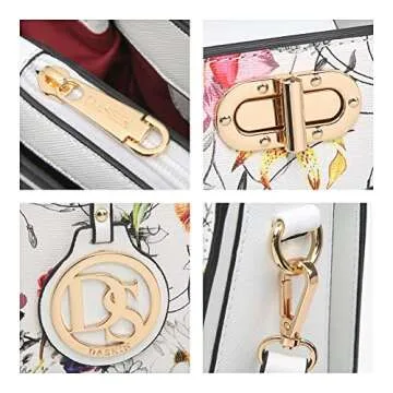 Dasein Women Handbags Purses Ladies Work Purse Satchel Tote Top Handle Shoulder Bags with Matching Clutch