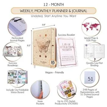 Hourly Planner - Undated Weekly & Monthly Planner, 12-Month Journey to Increase Productivity | Grati...