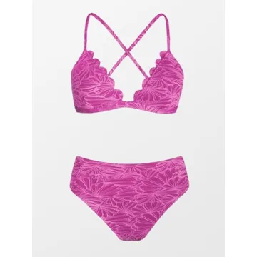 Buy CUPSHE High Waisted Bikini Scalloped V Neck Online